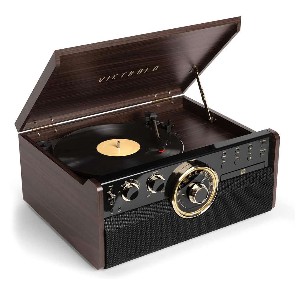 Victrola Empire เครื่องเล่นแผ่นเสียงแบบ 6-in-1 Victrola Empire เครื่องเล่นแผ่นเสียง Bluetooth แบบ 6-in-1 รองรับการสตรีมเพลงแบบไร้สาย
